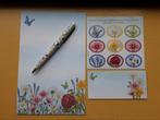 Postpapier, schrijfpapier set: incl. Pen stickers, bloemen, Diversen, Ophalen of Verzenden, Nieuw