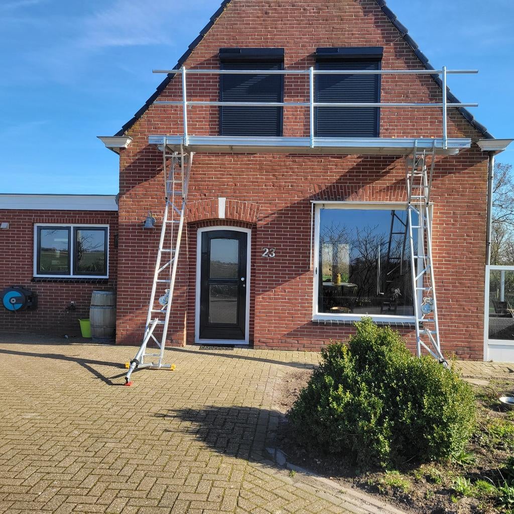 Wienese werkbrug 5m triangel compleet direct inzetbaar, Ophalen, Zo goed als nieuw, 5 meter of hoger, Gevelsteiger