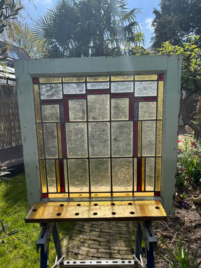 Mooi glas in lood raam, Ophalen, Gevelraam of Ruit, Gebruikt, Minder dan 80 cm