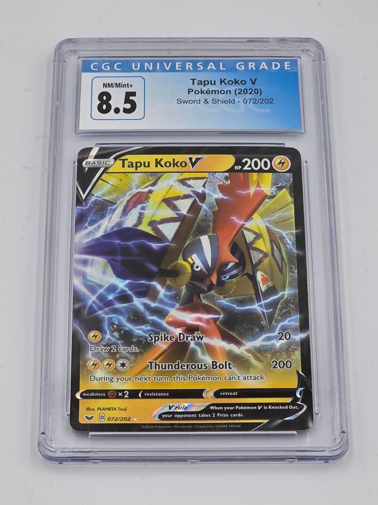 Tapu Koko V Sword & Shield CGC 8.5, Ophalen of Verzenden, Zo goed als nieuw, Losse kaart