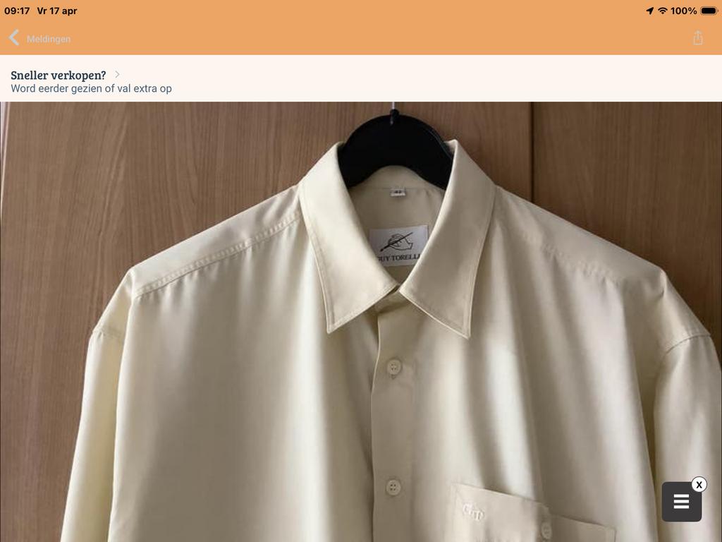 Overhemd mt 42.     Guy.    Torelli., Verzenden, Zo goed als nieuw, Geel, Halswijdte 41/42 (L)