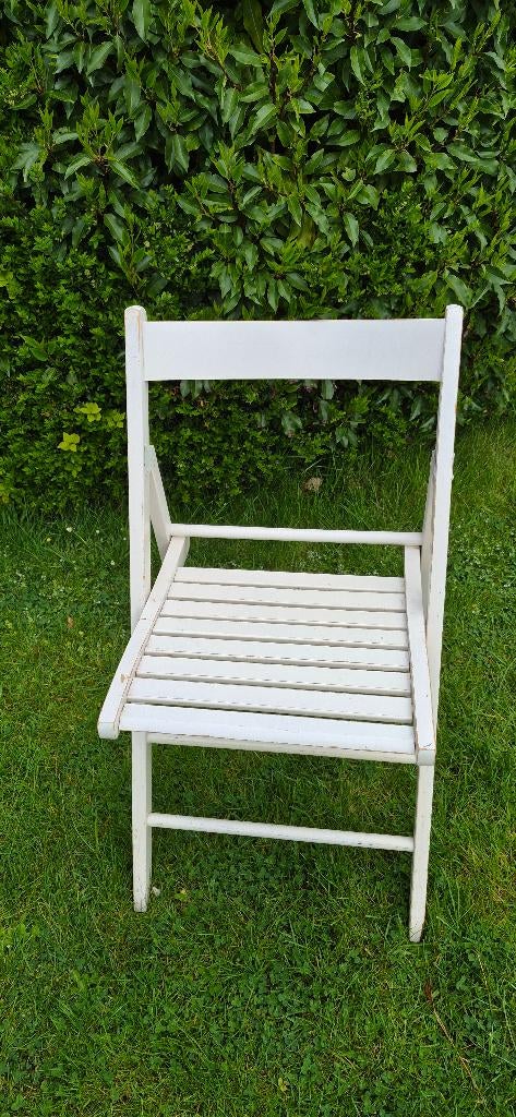 klapstoel, Ophalen, Gebruikt, Wit, Hout