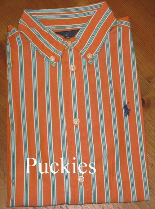 Maat 152/158 Oranje gestreept Ralph Lauren overhemd NIEUW a, Overhemd of Blouse, Nieuw, Ophalen of Verzenden, Ralph lauren