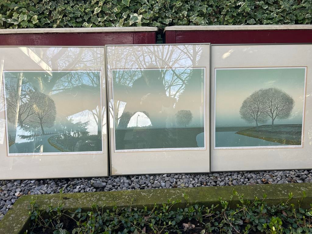 Set van 3 ingelijste kunstprints van Hans Heijman genummerd, Antiek en Kunst, Kunst | Tekeningen en Foto's, Ophalen of Verzenden