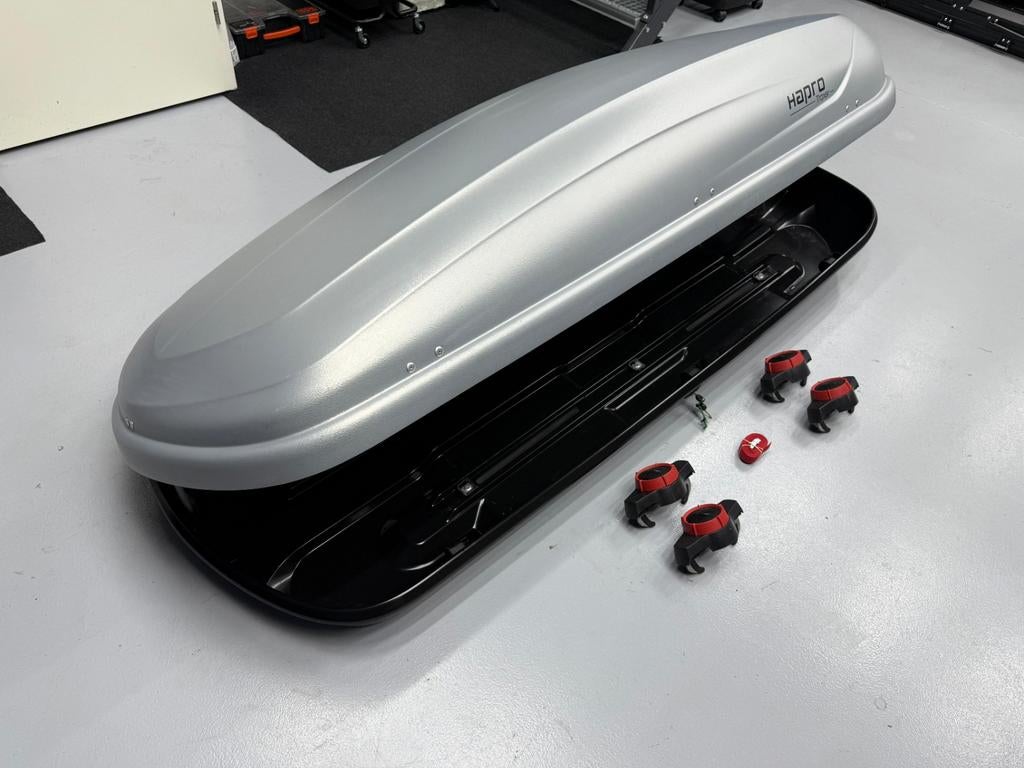 ZGAN ALLERGROOTSTE Hapro Traxer 8.6 PF XXL dakkoffer skibox, Auto diversen, Dakkoffers, Ophalen of Verzenden, Zo goed als nieuw