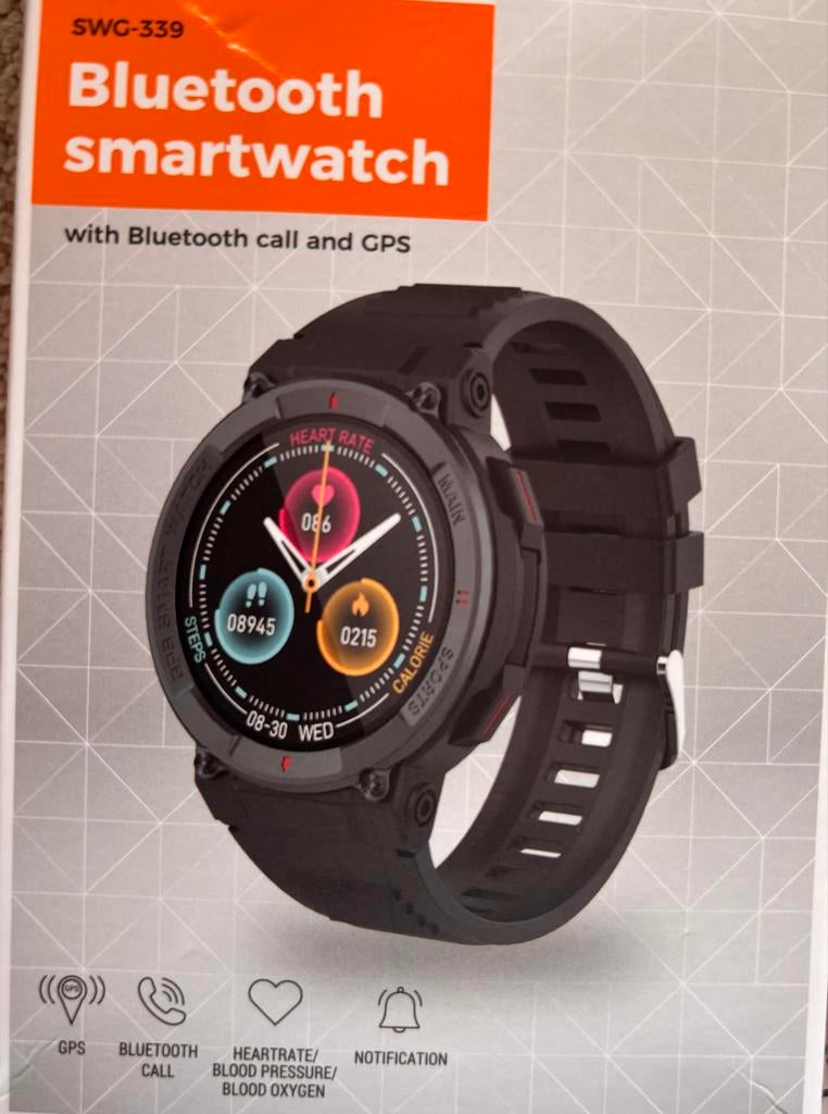 Denver SWG-339 Smartwatch met GPS en Bluetooth bellen, Afstand, Zwart, Nieuw, Ophalen of Verzenden