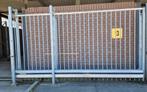 2 Heras Schuifpoorten hoogte 250cm Lengte 470 en 530cm, Ophalen, Met poort, Gebruikt, Spijlenhekwerk