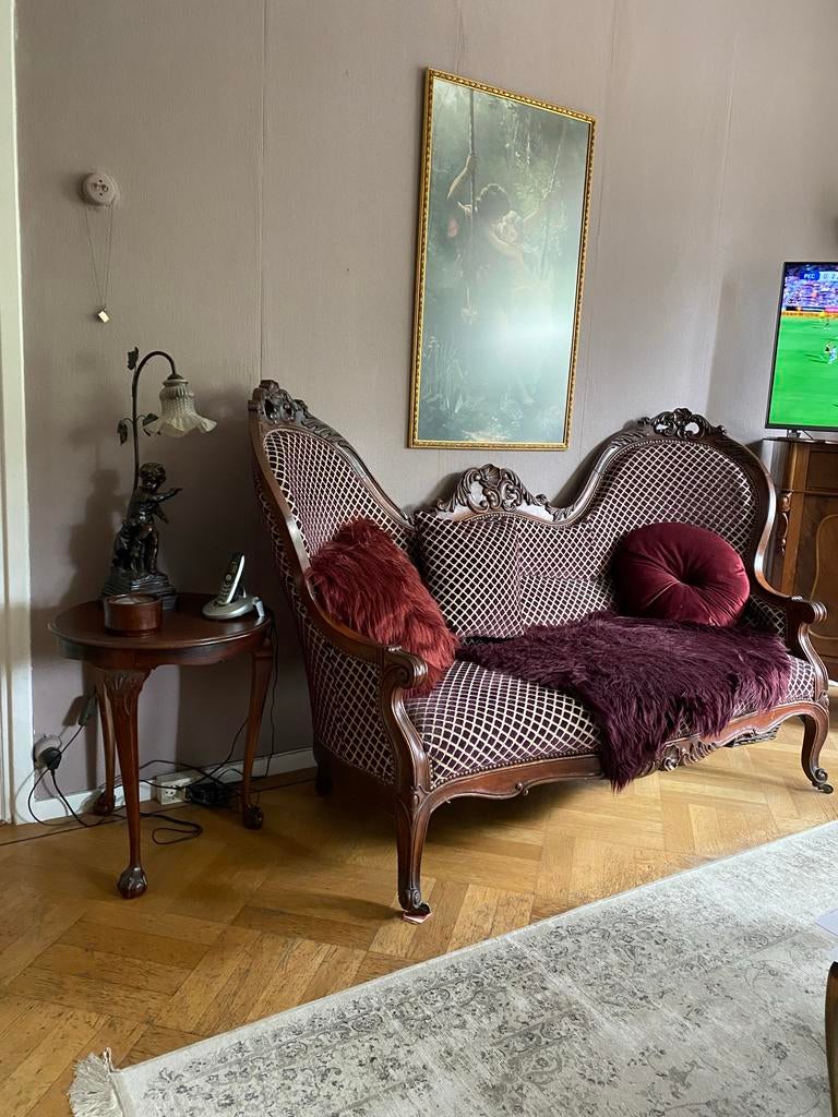 Antiek bankje / chaise longue met barokke details, Ophalen