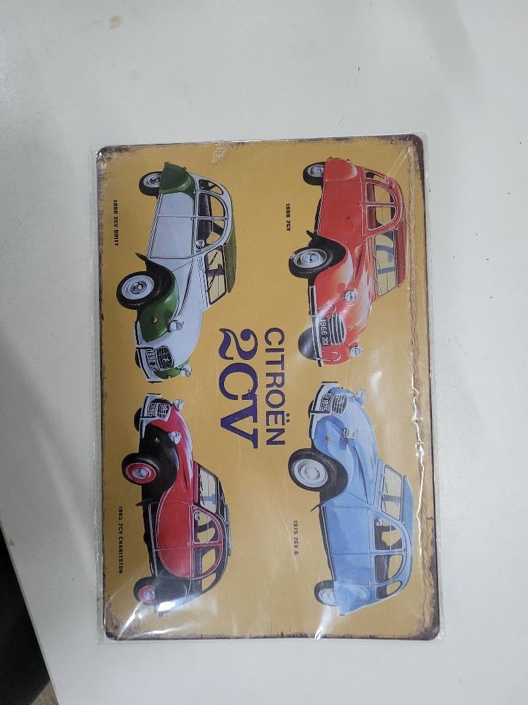 metalen wandbord citroen 2cv, Ophalen of Verzenden, Zo goed als nieuw, Reclamebord