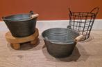 Zink emmers/plantenpot, Ophalen, Zo goed als nieuw, Zink, Met handgreep