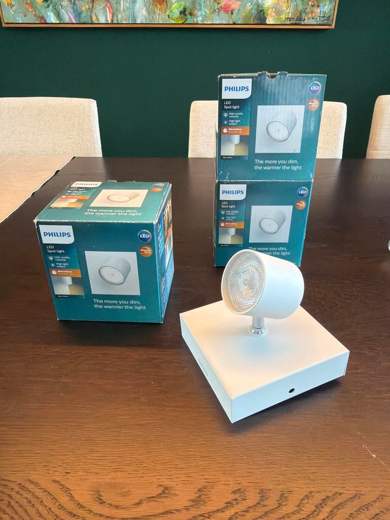 2x Philips LED opbouwspot WarmGlow, Huis en Inrichting, Lampen | Spots, Metaal of Aluminium, Nieuw, Ophalen of Verzenden, Led