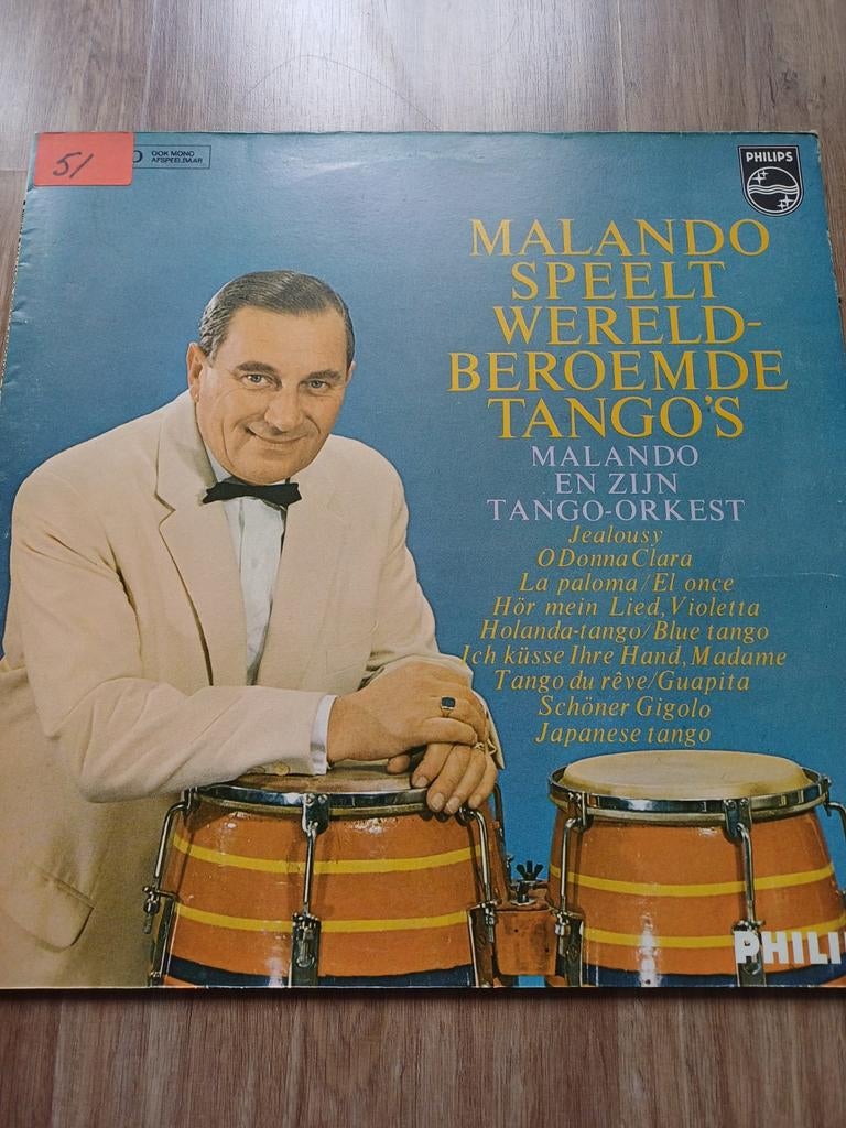 Malando Speelt Wereldberoemde Tango's LP Vinyl, Cd's en Dvd's, Vinyl | Overige Vinyl, Ophalen, Gebruikt, 12 inch