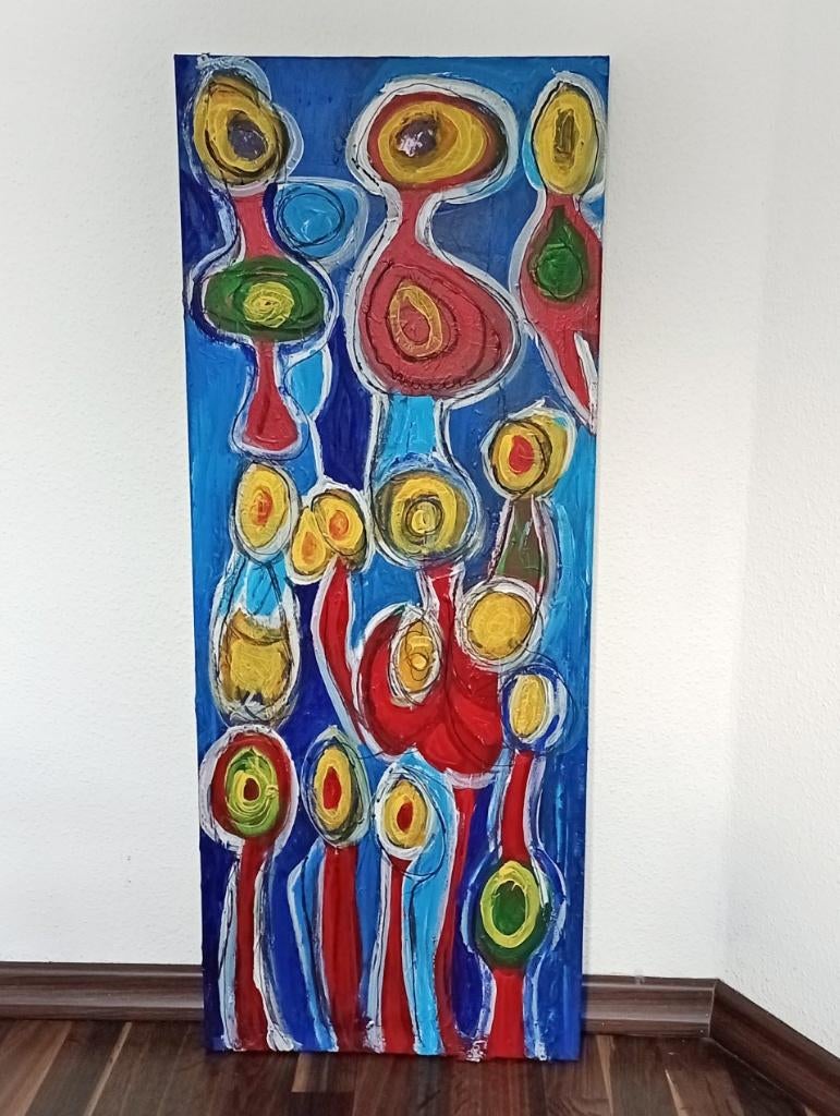 Vrolijk abstract schilderij, Ophalen, Minder dan 50 cm, Oorspronkelijke maker, Zo goed als nieuw