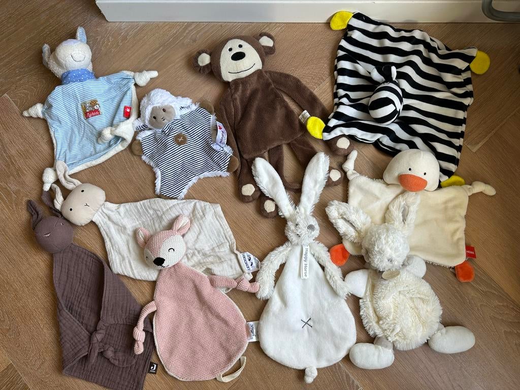 Groot pakket knuffeldoekjes (Jollein, HEMA, Prenatal, Ikea,, Ophalen of Verzenden, Gebruikt, Overige typen