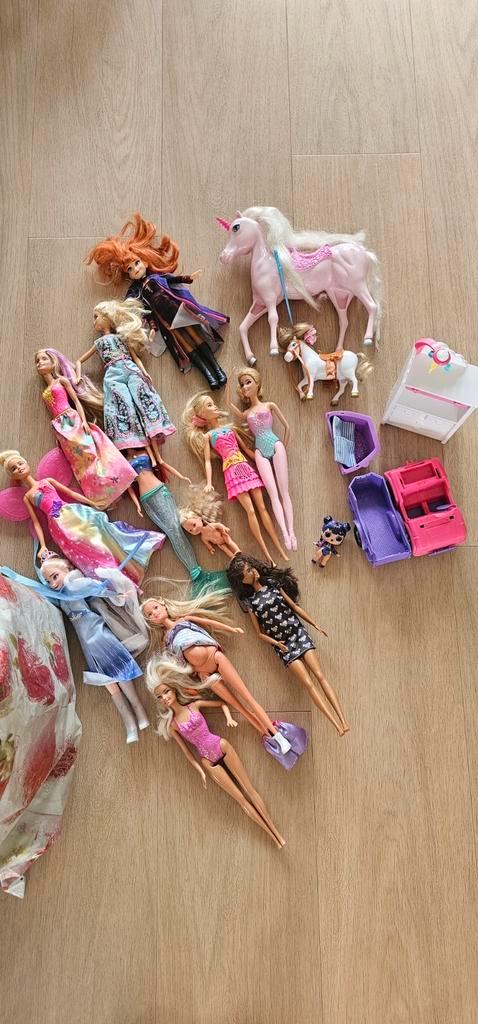 Grote set Barbies, Steffie poppen, kleding en accessoires, Kinderen en Baby's, Speelgoed | Poppen, Gebruikt, Barbie, Ophalen of Verzenden