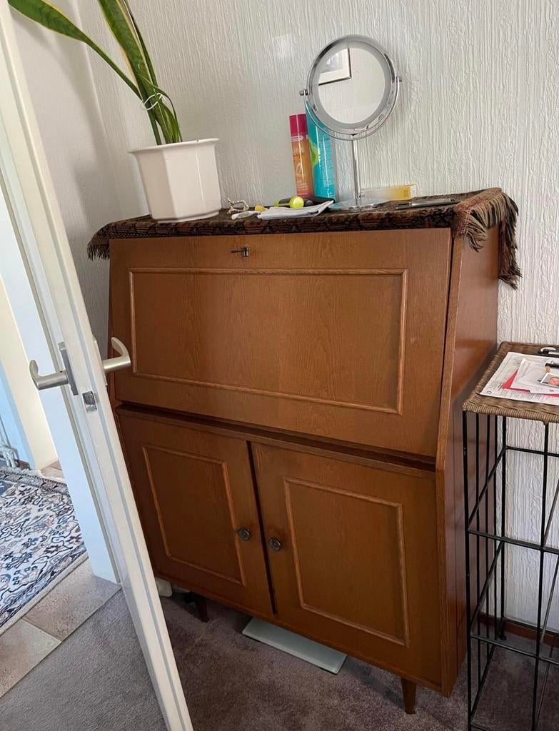 Vintage houten secretaire / bureaukast, Huis en Inrichting, Kasten | Secretaires, Ophalen, Gebruikt