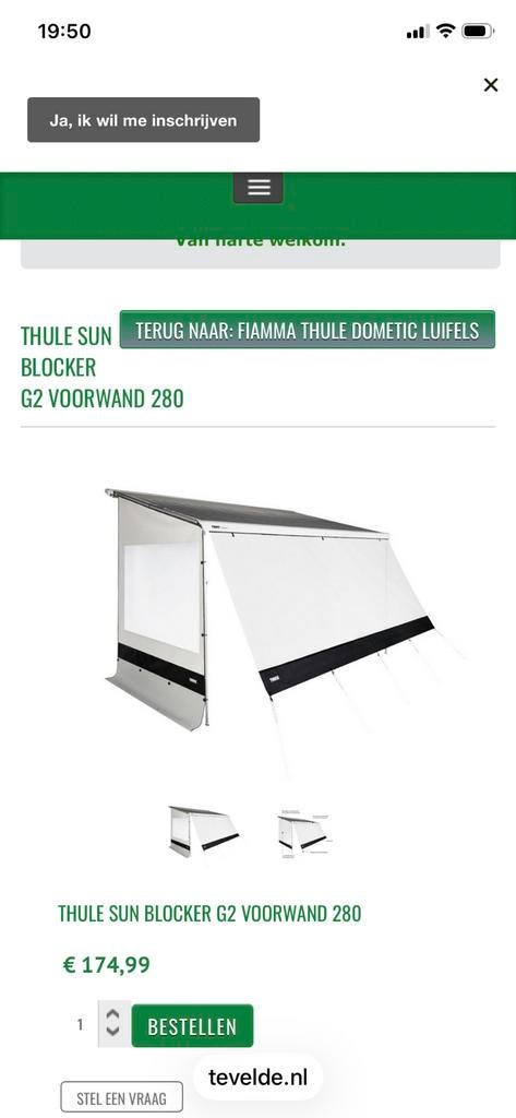 Zonne screan voot thule luifel, Caravans en Kamperen, Ophalen of Verzenden, Zo goed als nieuw