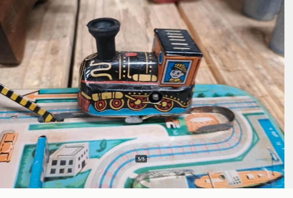 blikken speelgoed Lucky Toys treinbaan met opwind locomotief, Antiek en Kunst, Antiek | Speelgoed, Ophalen