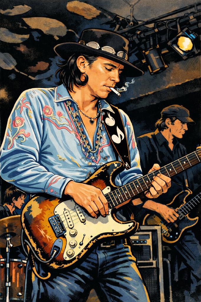 Stevie Ray Vaughan poster met of zonder houten lijst, Rechthoekig Staand, Nieuw, Ophalen of Verzenden, A1 t/m A3