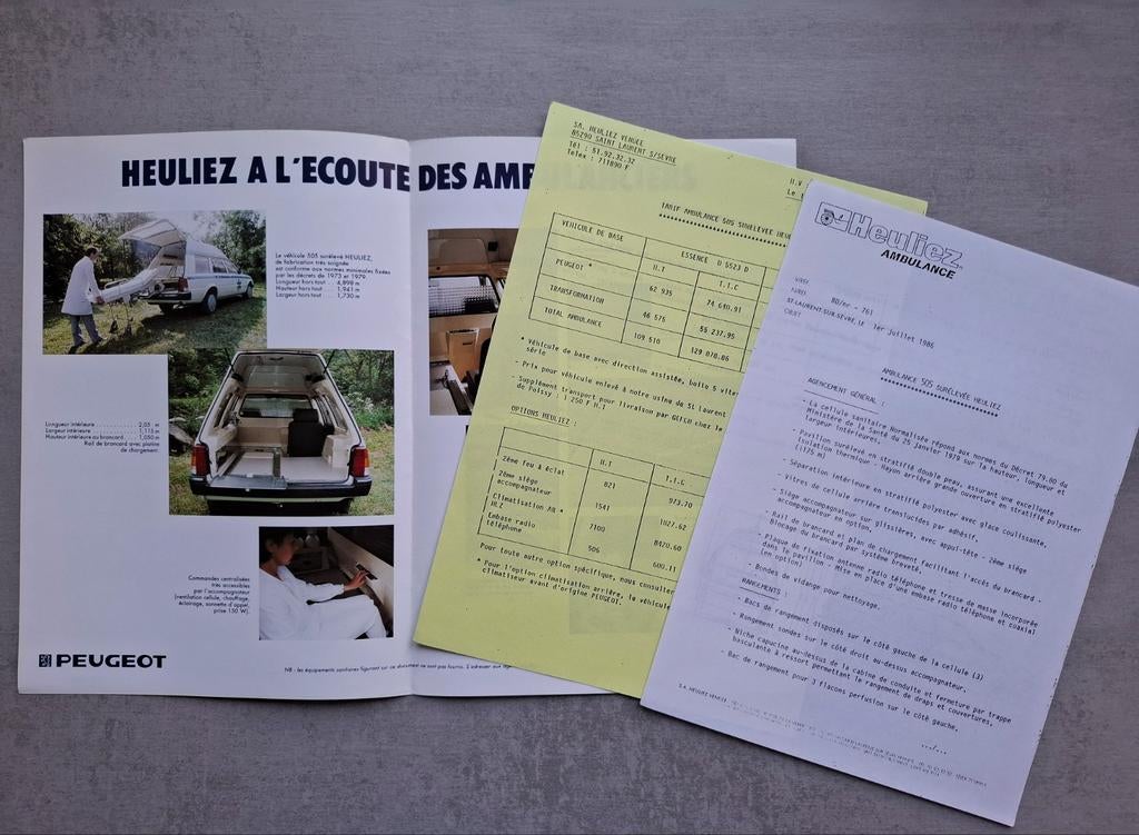 Peugeot 505 / J5 Heuliez Ambulance folder - 1986, Ophalen of Verzenden, Zo goed als nieuw, Peugeot
