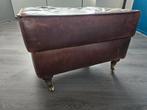 Vintage Leren Voetenbankje met Wieltjes, Gebruikt, 50 tot 75 cm, Leer, Rechthoekig