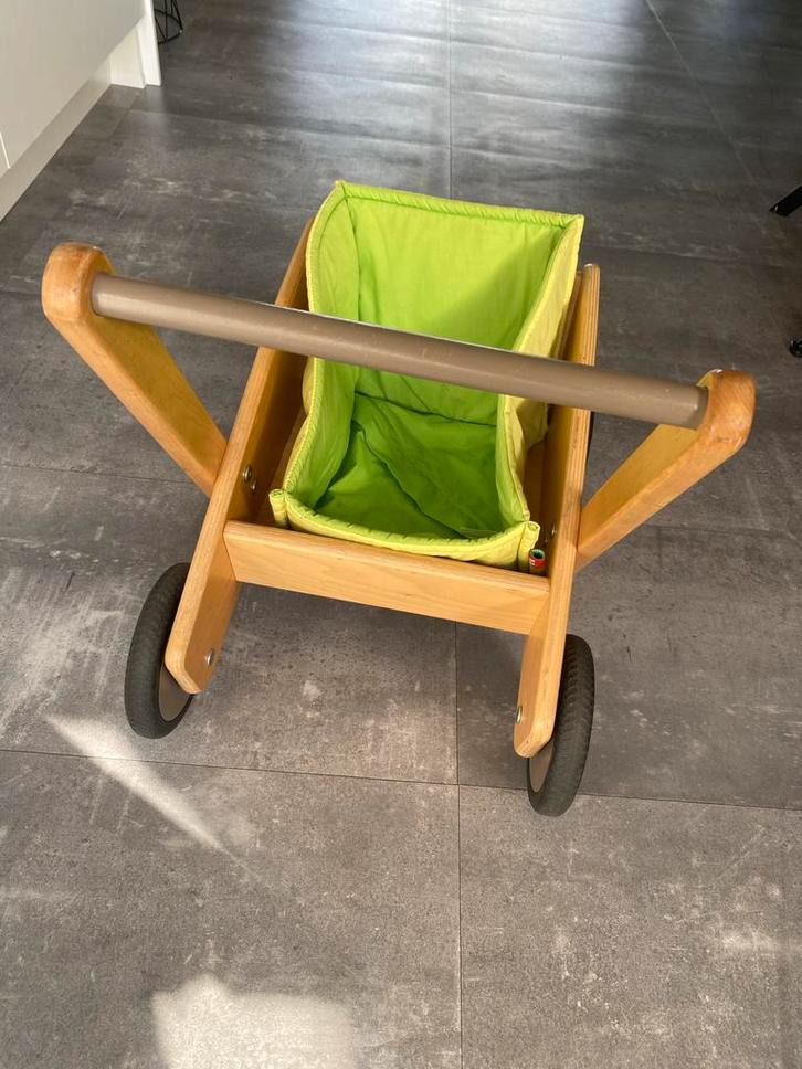 Wesco Houten Loopkarretje met Groene binnenkant, Kinderen en Baby's, Speelgoed | Overig, Gebruikt, Jongen of Meisje, Ophalen