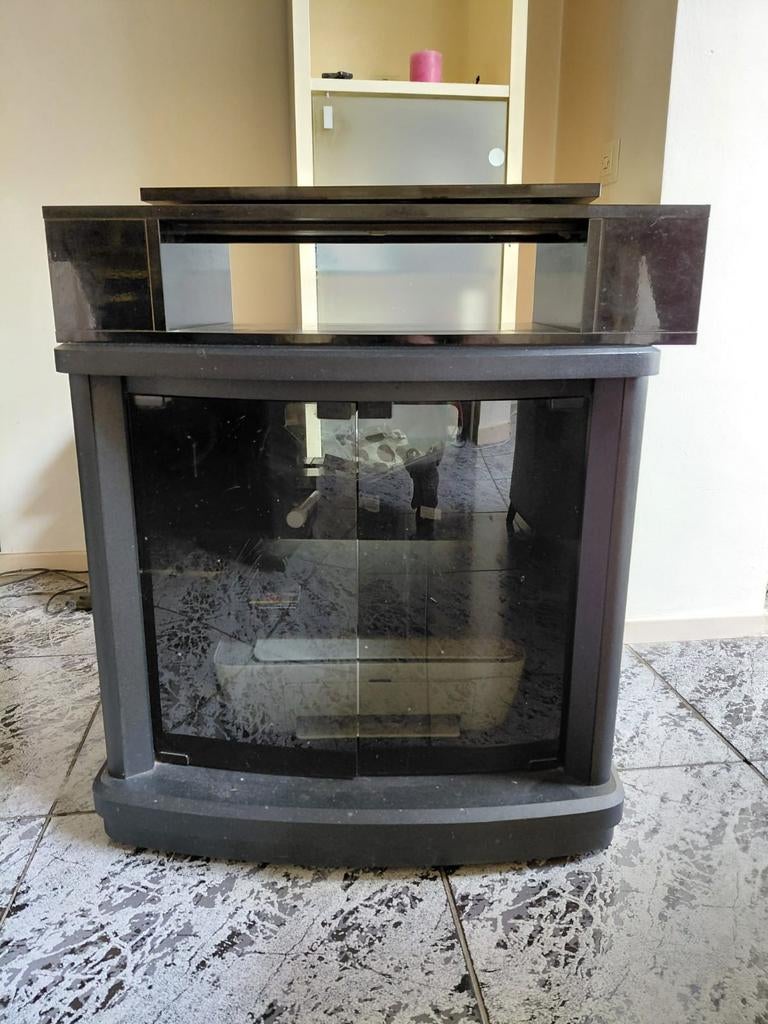 Zwart TV meubel met hoogglans draaisysteem, Ophalen, Gebruikt, 50 tot 100 cm, Minder dan 100 cm