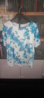Wit T-shirt met blauwe print, Ophalen of Verzenden