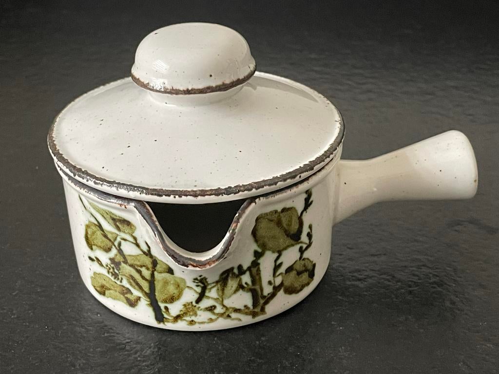 Vintage Wedgwood Midwinter Greenleaves Sauskom Juskom Deksel, Overige materialen, Ophalen of Verzenden, Zo goed als nieuw, Kom(men)