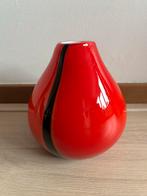Murano glazen vaas rood met zwarte streep, Ophalen of Verzenden