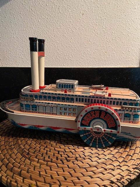 blikken battery Queen river whisling showboat boot, Antiek en Kunst, Antiek | Speelgoed, Ophalen of Verzenden