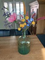 Groene glazen vaas, Ophalen of Verzenden, Minder dan 50 cm, Groen, Glas