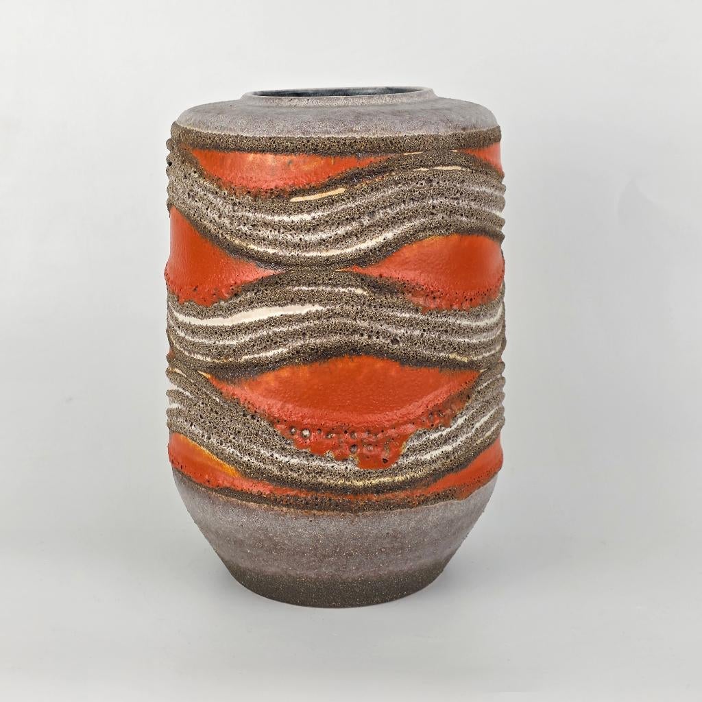 Vintage Oost-Duitse Fat Lava vaas. Strehla oranje, Antiek en Kunst, Antiek | Vazen, Ophalen