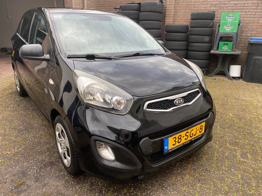 Kia Picanto 1.0 Cvvt 5-DRS 2011 Zwart leuke auto airco, Auto's, Voorwielaandrijving, 400 kg, Zwart, Origineel Nederlands