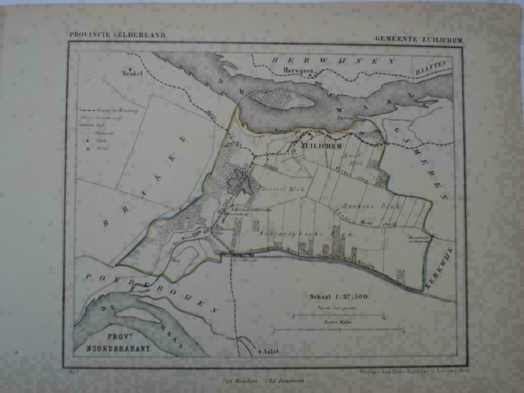 206 / Zuilichem  Litho Kuyper GLD 1867, Antiek en Kunst, Ophalen of Verzenden
