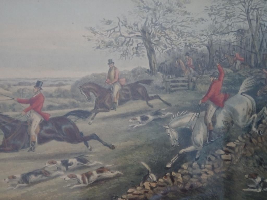 litho jachttafereel dravende ruiters te paard, CA Fesch 1890, Antiek en Kunst, Kunst | Litho's en Zeefdrukken, Verzenden