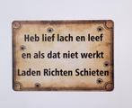 Lief laden richten schieten reclamebord van metaal wandbord, Info@deconoord.nl, Deco Noord, Nieuw, Ophalen of Verzenden