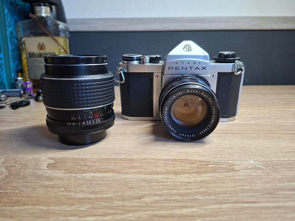 Asahi Pentax SV + Super-Takumar 55mm f/1.8 + 28mm groothoek, Audio, Tv en Foto, Fotocamera's Analoog, Spiegelreflex, Pentax, Ophalen of Verzenden