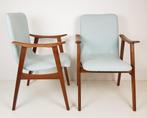 Van Teeffelen fauteuils lichtblauw | teak blauwe stof nieuw, Huis en Inrichting, Modern vintage, ., 75 tot 100 cm, Ophalen of Verzenden