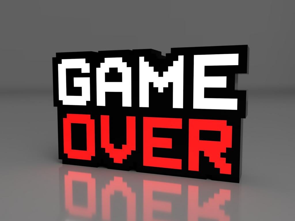 LED USB Game Over Lamp - Pixel Art Gaming Decoratie, 1 speler, Ophalen of Verzenden