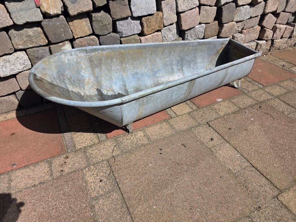 Zinken badkuip / plantenbak/trog - Vintage look, Tuin en Terras, Ophalen, Gebruikt, 100 cm of meer, Metaal