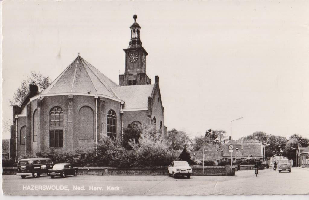Hazerswoude, De Ned. Herv. Kerk met auto's, Simca 1000, Ophalen of Verzenden, 1960 tot 1980, Gelopen, Zuid-Holland