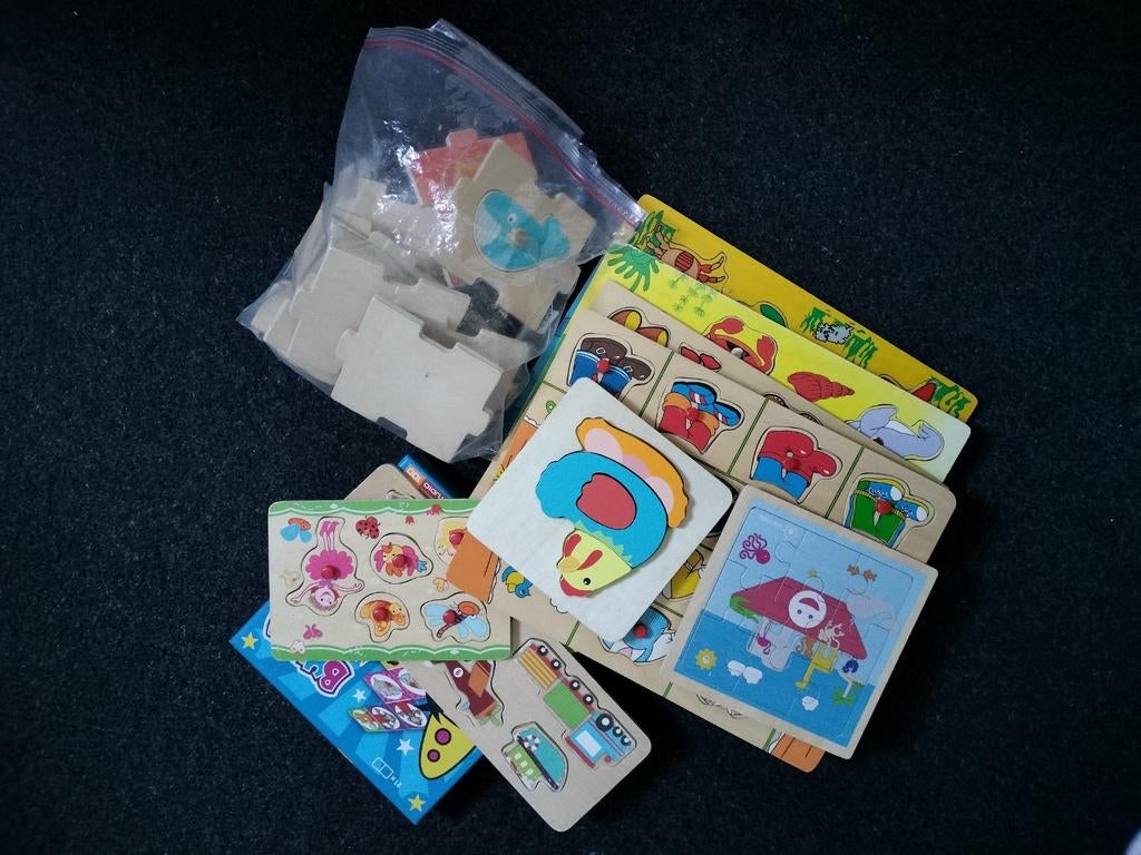 Houten Peuter Puzzels en Spelletjes Set, Kinderen en Baby's, Speelgoed | Kinderpuzzels, 2 tot 4 jaar, Gebruikt, Ophalen of Verzenden