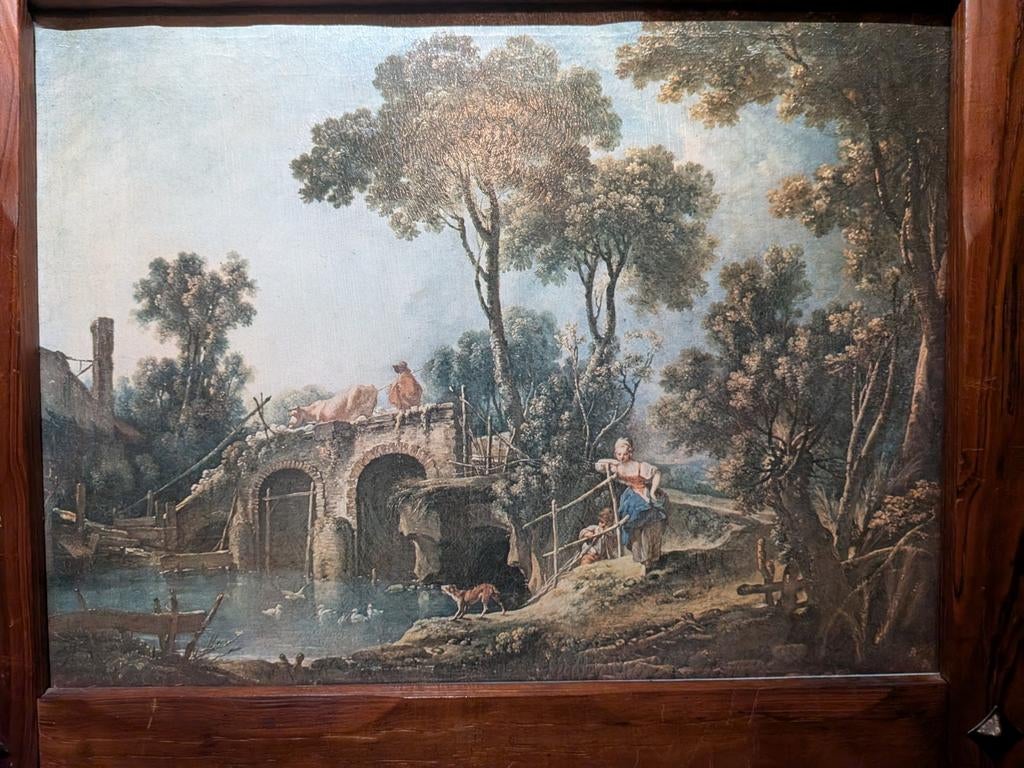 Vintage Italiaanse Lithografie 'Le Pont' François Boucher, Antiek en Kunst, Ophalen