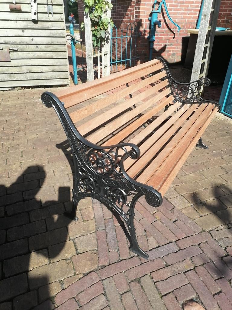 Gerestaureerde Tuinbank met Gietijzeren Poten, Tuin en Terras, Tuinbanken, Ophalen, Hout