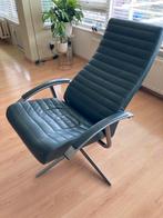 Hulshoff leren draai fauteuil. Groen., Ophalen, Gebruikt, Minder dan 75 cm, Leer