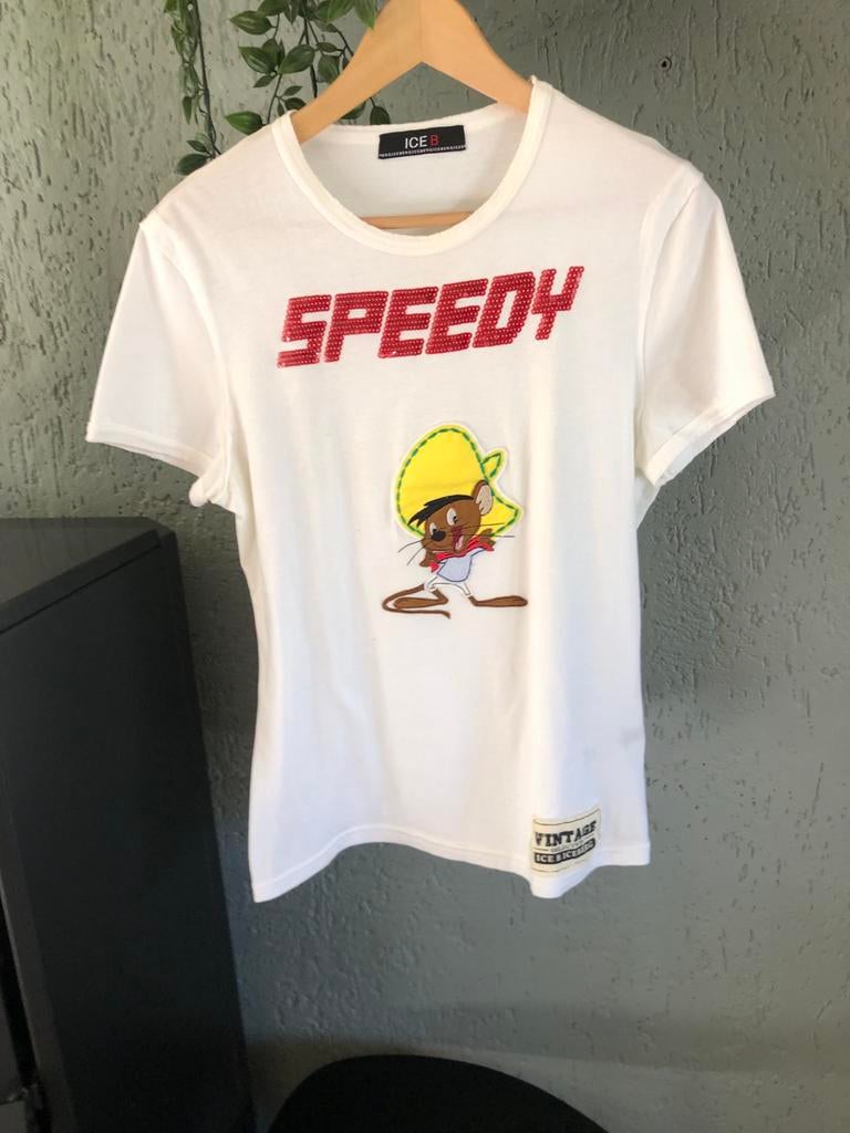 Iceberg T-shirt M - Speedy Gonzales, Maat 38/40 (M), Wit, Ophalen of Verzenden, Korte mouw