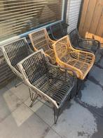 Houten tuintafel met stoelen inclusief kussens, Ophalen, Gebruikt, Wicker