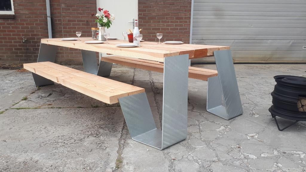 Industriële metal design Douglas picknick bank, Ophalen of Verzenden