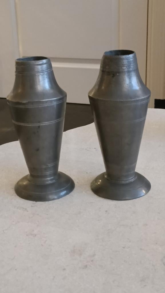 2 Art Deco tinnen vazen, Antiek en Kunst, Antiek | Tin, Ophalen of Verzenden